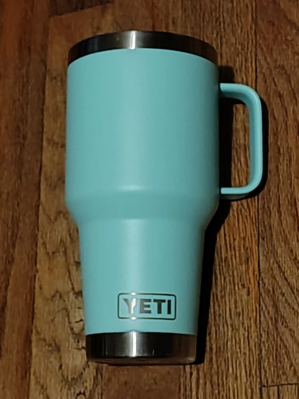 Yeti 35oz Rambler Travel Mug in Seafoam with Handle And Straw